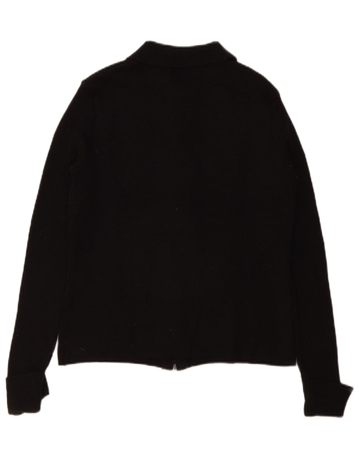 Zara Damen-Cardigan mit durchgehendem Reißverschluss, UK 12, mittlere schwarze Wolle