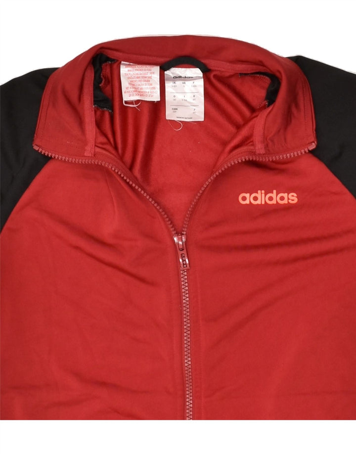 ADIDAS Boys Tracksuit Top Jacket 9-10 Years Red Colourblock Polyester | Vintage Adidas | Thrift | Second-Hand Adidas | Used Clothing | Messina Hembry 