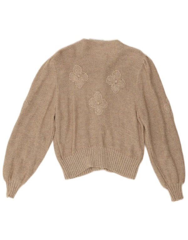 Stapf Damen Strickjacke Pullover UK 12 Medium Beige Floral
