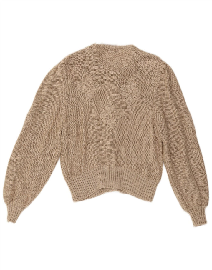 Stapf Damen Strickjacke Pullover UK 12 Medium Beige Floral