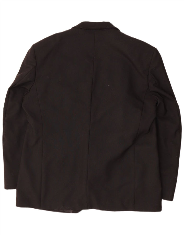 Wilvorst Herren-Blazer mit 1 Knopf, UK 42, XL, schwarze Wolle