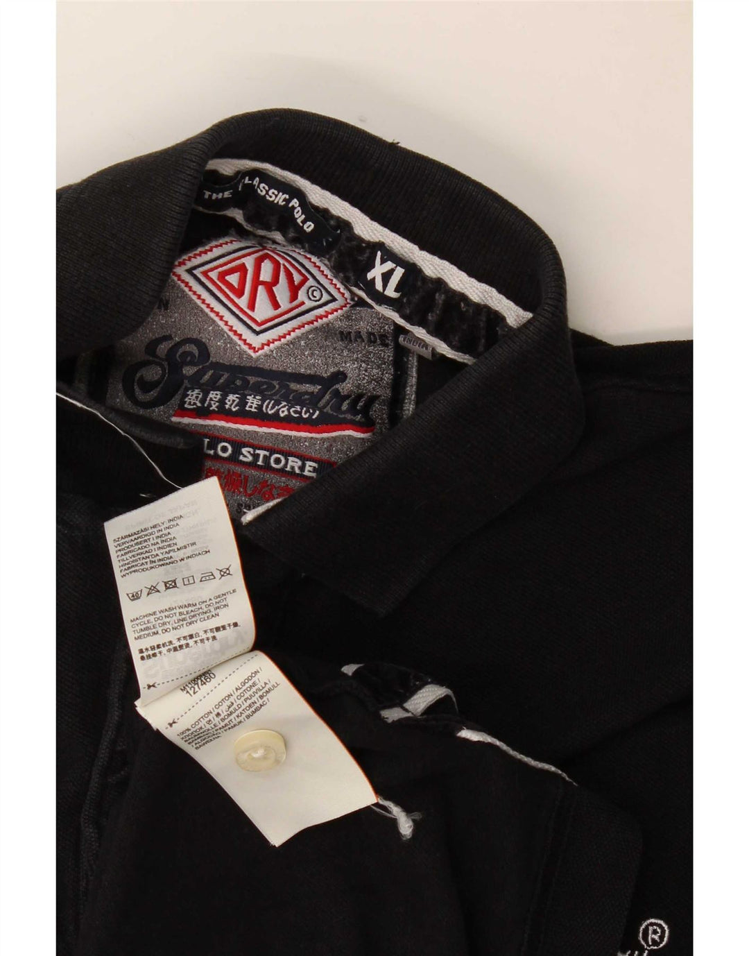 Superdry Herren-Poloshirt XL aus schwarzer Baumwolle
