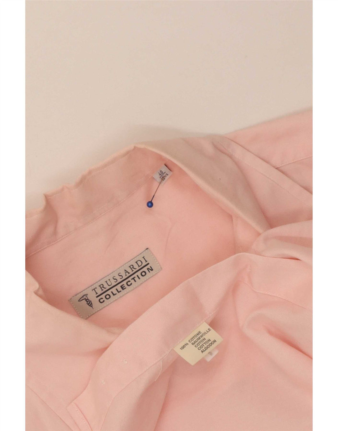 Trussardi Jeans Herrenhemd Größe 40 15 1/2 mittelrosa Baumwolle
