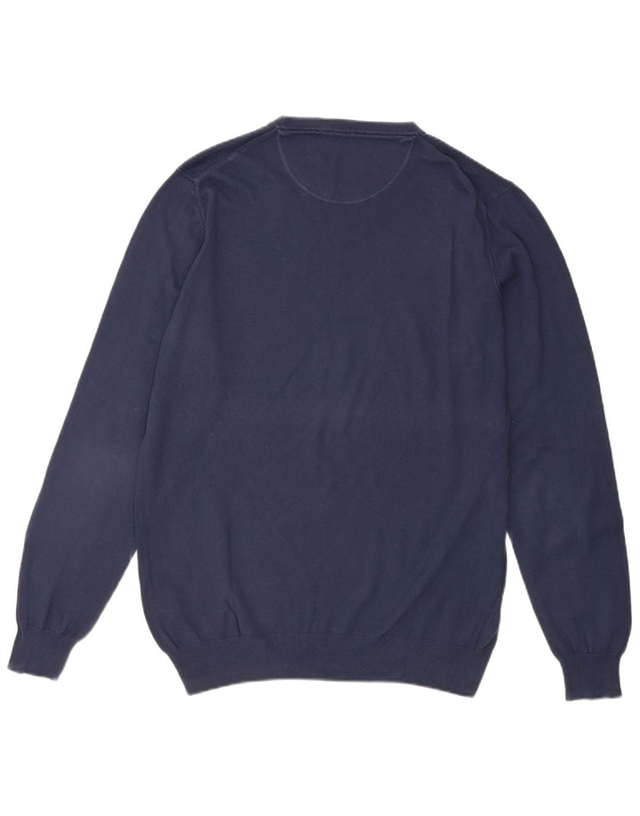 TRUSSARDI Herren-Pullover mit Rundhalsausschnitt, mittelmarineblaue Baumwolle