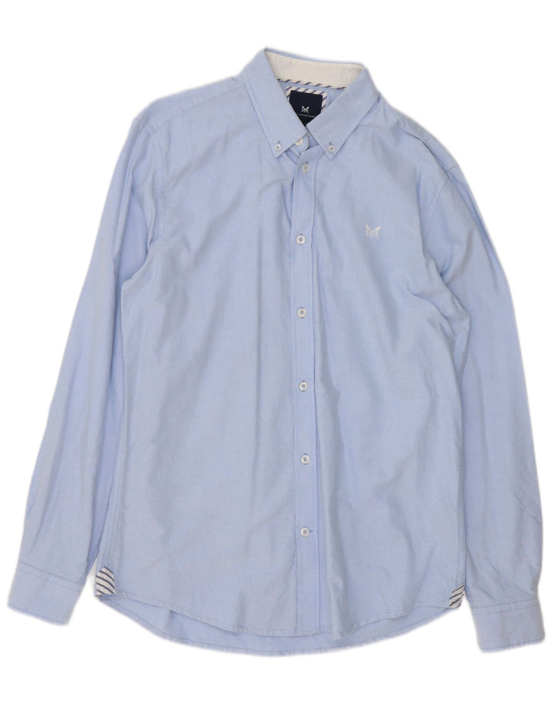 CREW CLOTHING Herren-Slim-Fit-Hemd aus mittelblauer Baumwolle