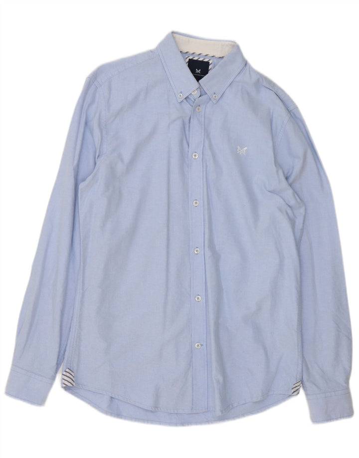CREW CLOTHING Herren-Slim-Fit-Hemd aus mittelblauer Baumwolle