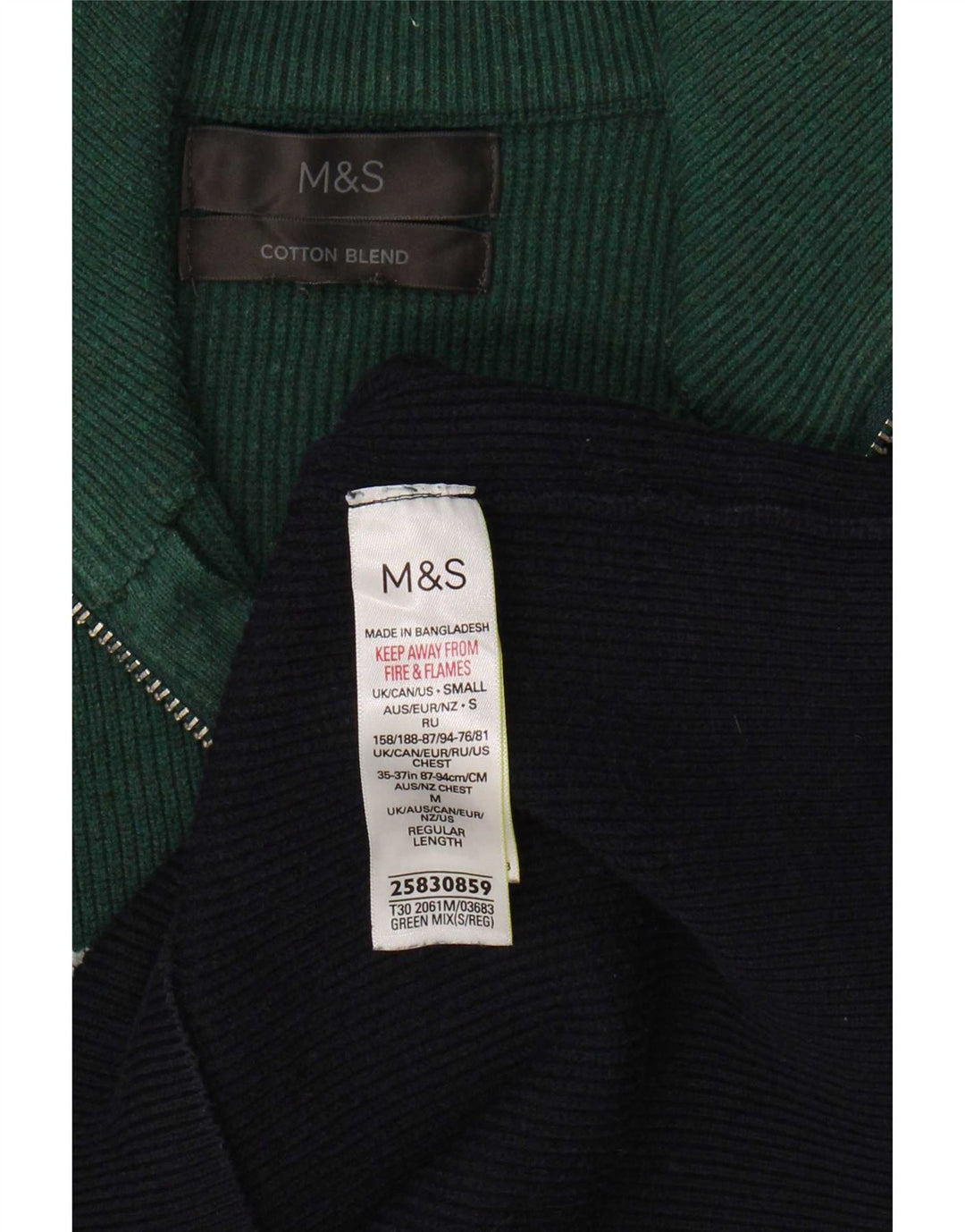 Marks & Spencer Herren-Pullover mit Reißverschluss am Hals, Größe S, Marineblau, Farbblock