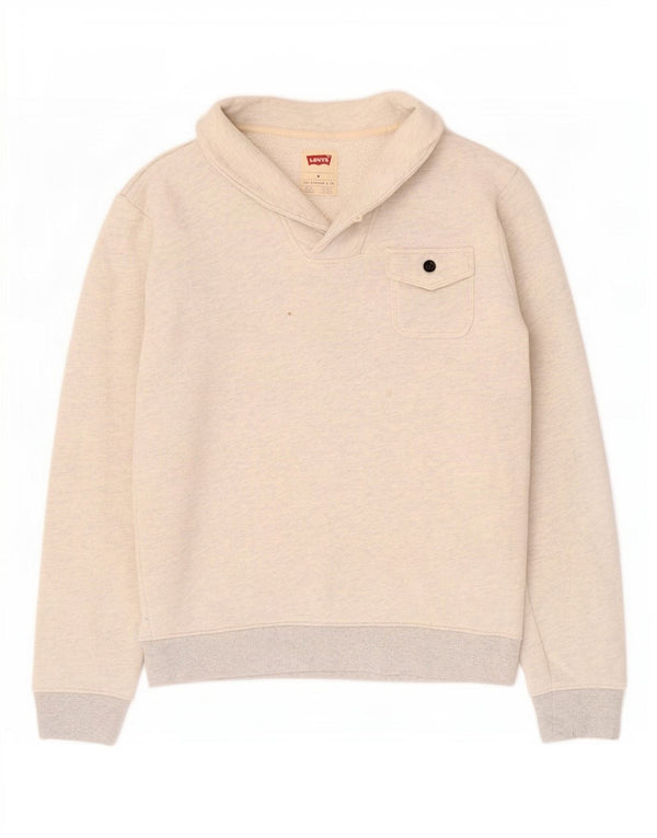 Levi's Herren-Sweatshirt mit Schalkragen, mittelgrau gesprenkelte Baumwolle
