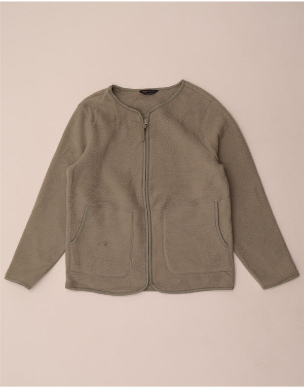 Marks & Spencer Damen Fleecejacke UK 14 Medium Khaki Polyester
