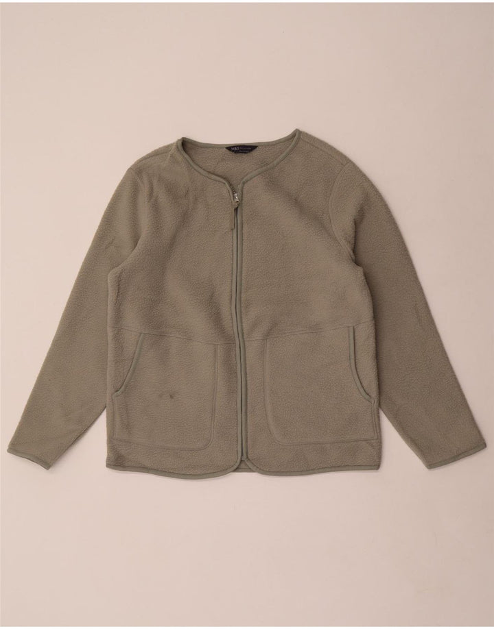 Marks & Spencer Damen Fleecejacke UK 14 Medium Khaki Polyester