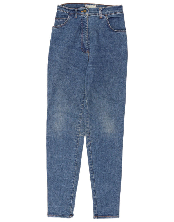 Vintage Damen High Waist Skinny Jeans W26 L30 Blaue Baumwolle