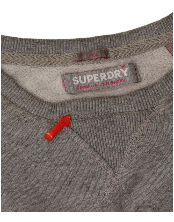 Superdry Damen-Sweatshirt mit Grafik, übergroß, Größe 40, Grau, Baumwolle