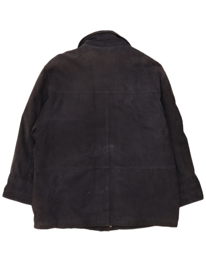James Dillon Herren Wildleder Duffle Jacke UK 42 XL Marineblaues Leder
