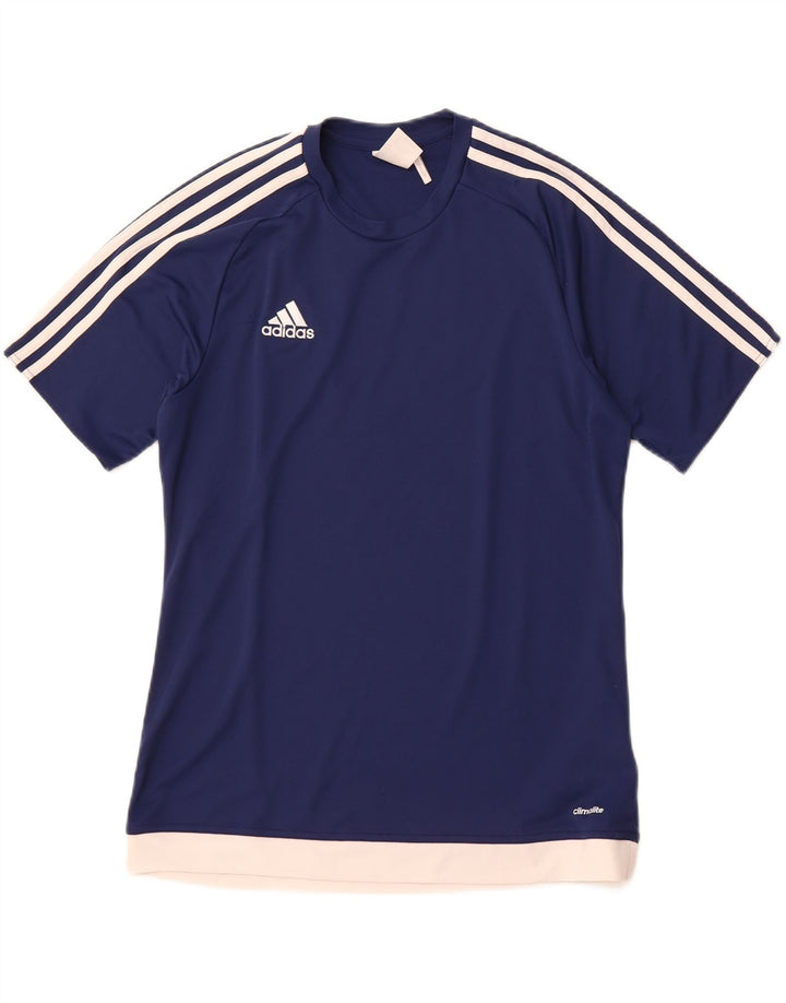 ADIDAS Herren Climalite T-Shirt Top Medium Marineblau Colourblock Polyester