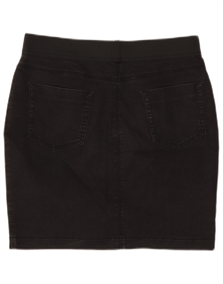 Marks & Spencer Damen Jeansrock UK 10 Small W30 Schwarze Baumwolle