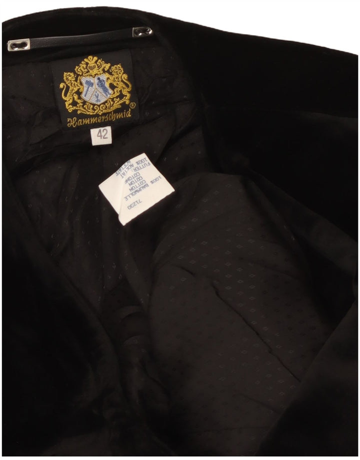 HAMMERSCHMID Damen Samt-Blazerjacke mit 3 Knöpfen, EU 42, große schwarze Baumwolle