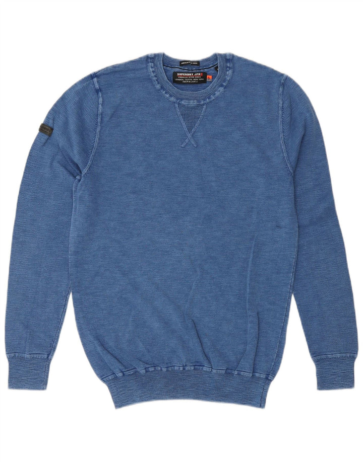 SUPERDRY Damen-Pullover mit Rundhalsausschnitt, Gr. 10, Größe S, Blau, Baumwolle
