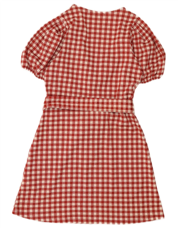 Zara Damen-A-Linien-Kleid, Größe S, Rot, Gingham-Polyester, Größe 36