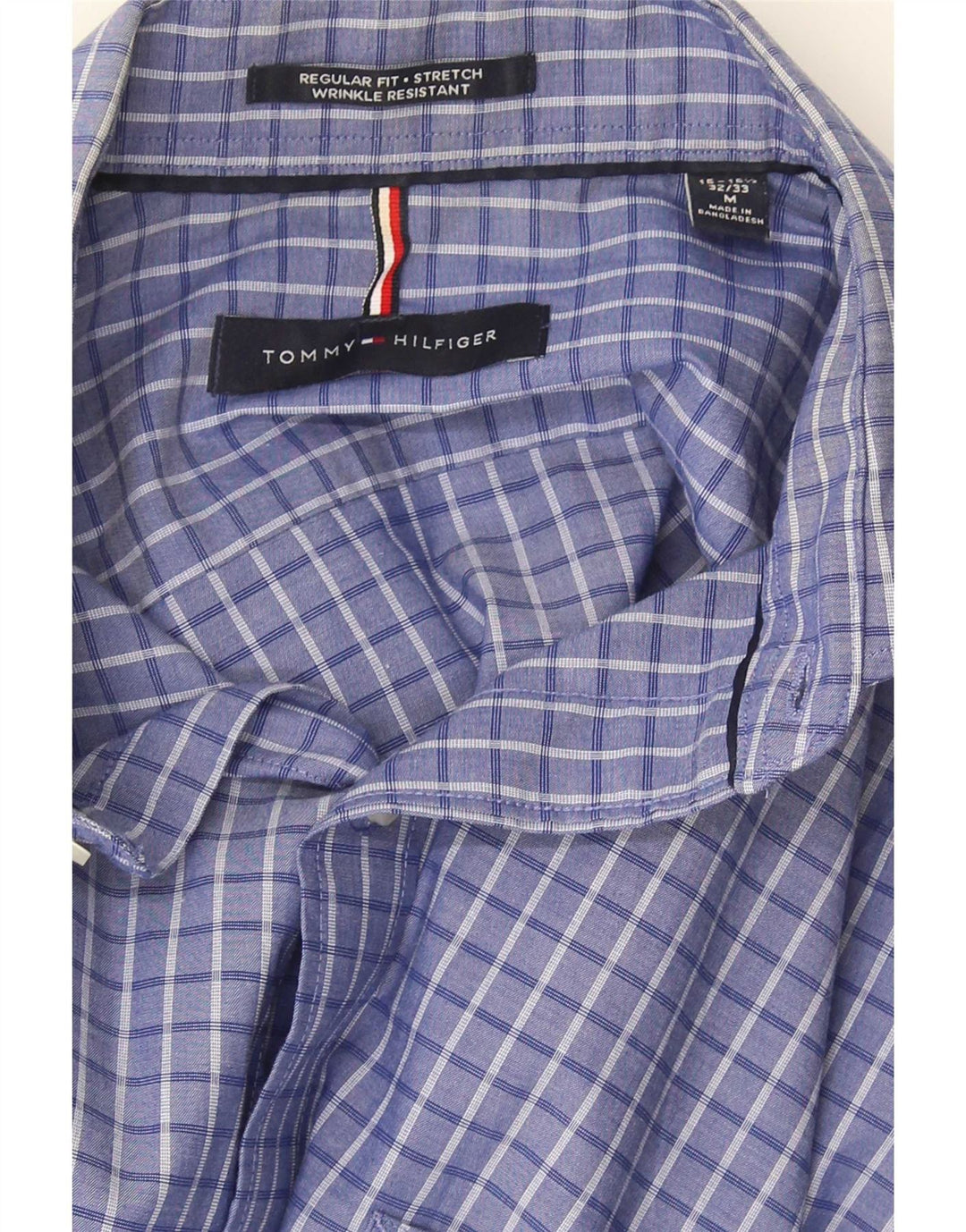 Tommy Hilfiger Herren-Hemd in normaler Passform, Größe 15/15 1/2, mittelblau kariert