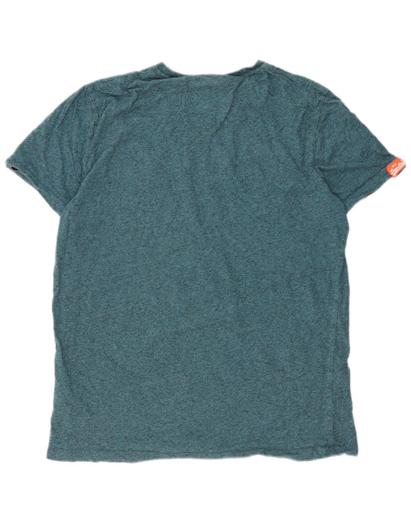 Superdry Herren-T-Shirt-Oberteil XL aus grün gefleckter Baumwolle