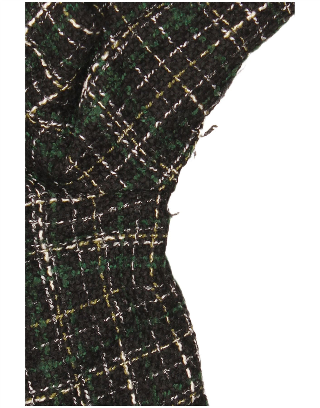 Zara Damen Langarm-Etuikleid UK 14 Mittelgrünes Karo-Acryl