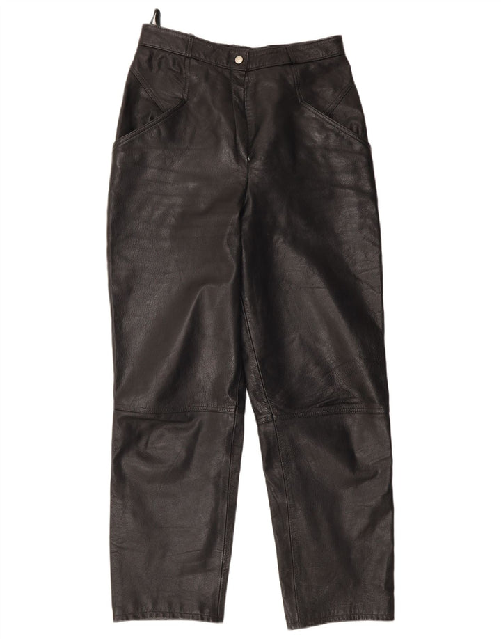 Vintage Damen Lederhose W28 L30 Schwarz