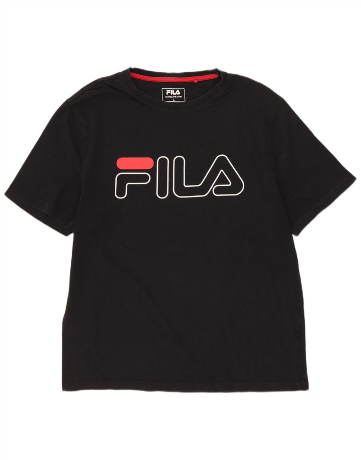 FILA Herren T-Shirt mit Grafik, Größe L, Schwarz