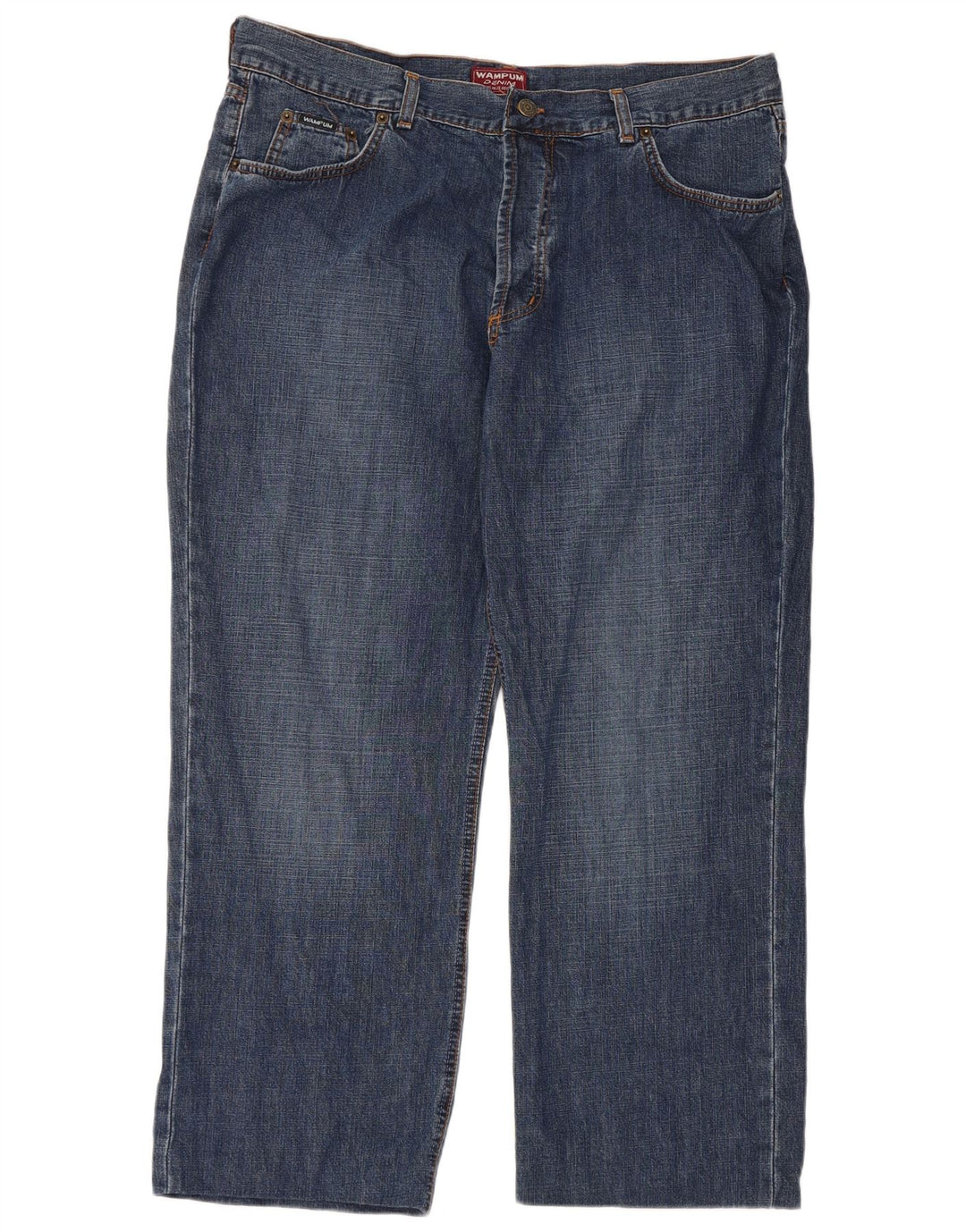WAMPUM Herren Straight Jeans W36 L27 Blaue Baumwolle