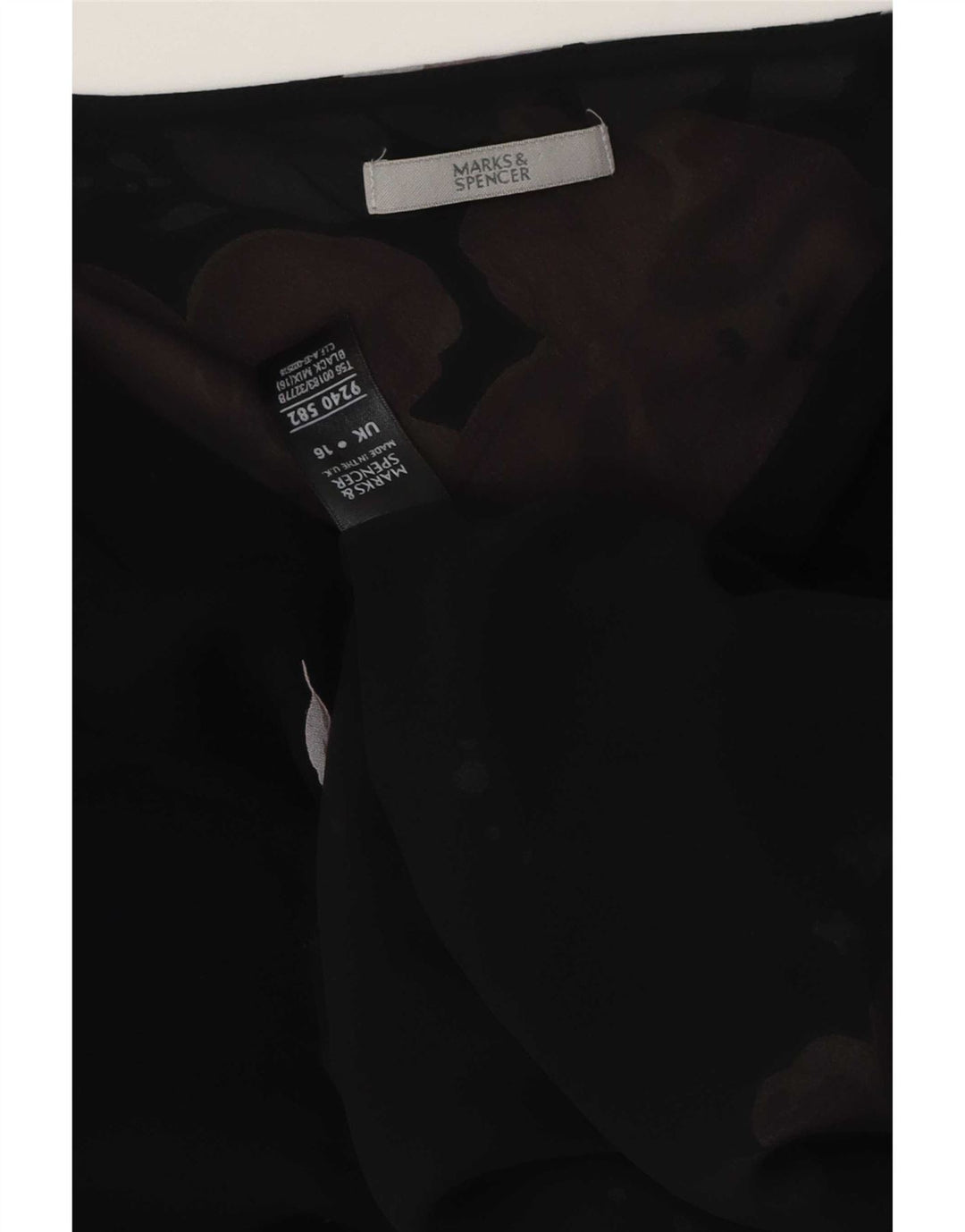 Marks & Spencer Damen-Blusenoberteil, UK-Größe 46, Größe L, schwarz, geblümt, Polyester