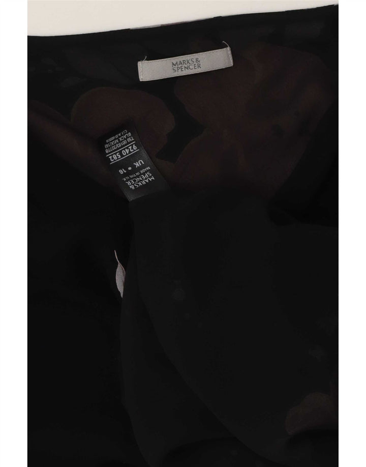 Marks & Spencer Damen-Blusenoberteil, UK-Größe 46, Größe L, schwarz, geblümt, Polyester