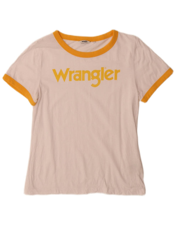 Wrangler Womens Graphic T-Shirt Top UK 12 Mittelweiße Colourblock-Baumwolle