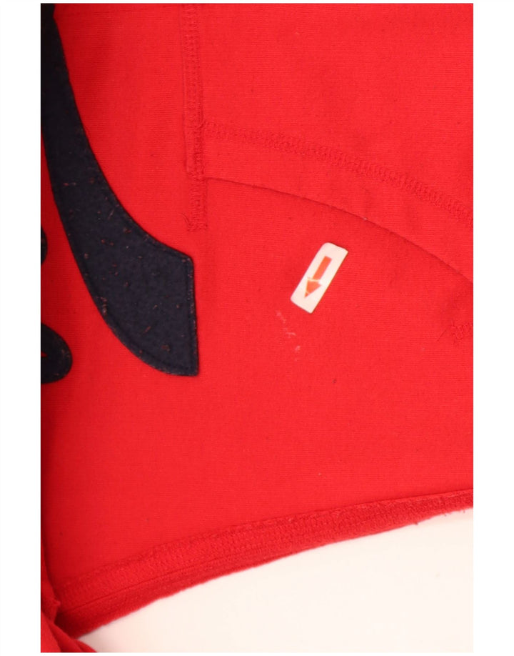 Reebok Womens Graphic Zip Hoodie Pullover UK 14 Mittelrotes Polyester