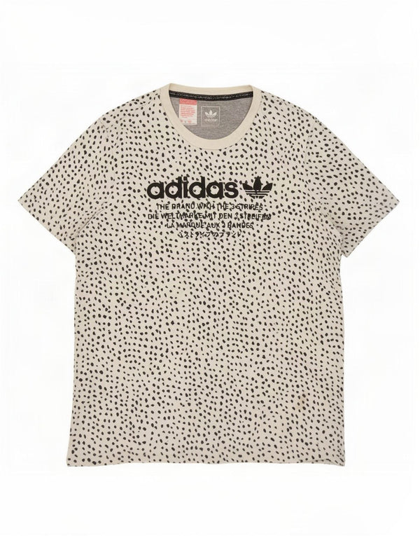 Adidas Damen Graphic T-Shirt Top UK 14 Mittelweiße Baumwolle mit Animal-Print