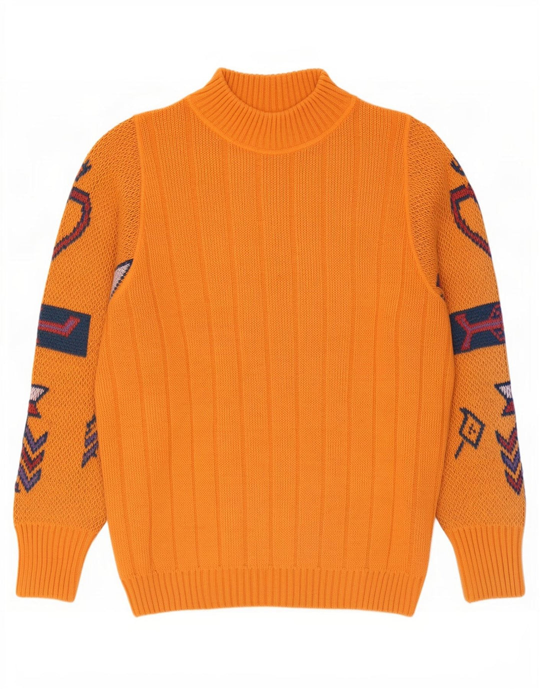 REDS Herren-Pullover mit Rollkragen, mittelorange, geometrische Wolle