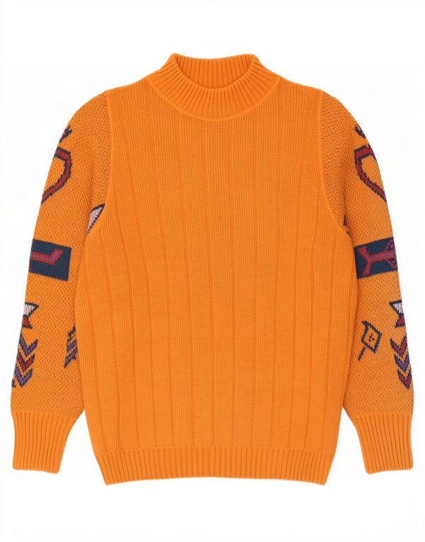 REDS Herren-Pullover mit Rollkragen, mittelorange, geometrische Wolle