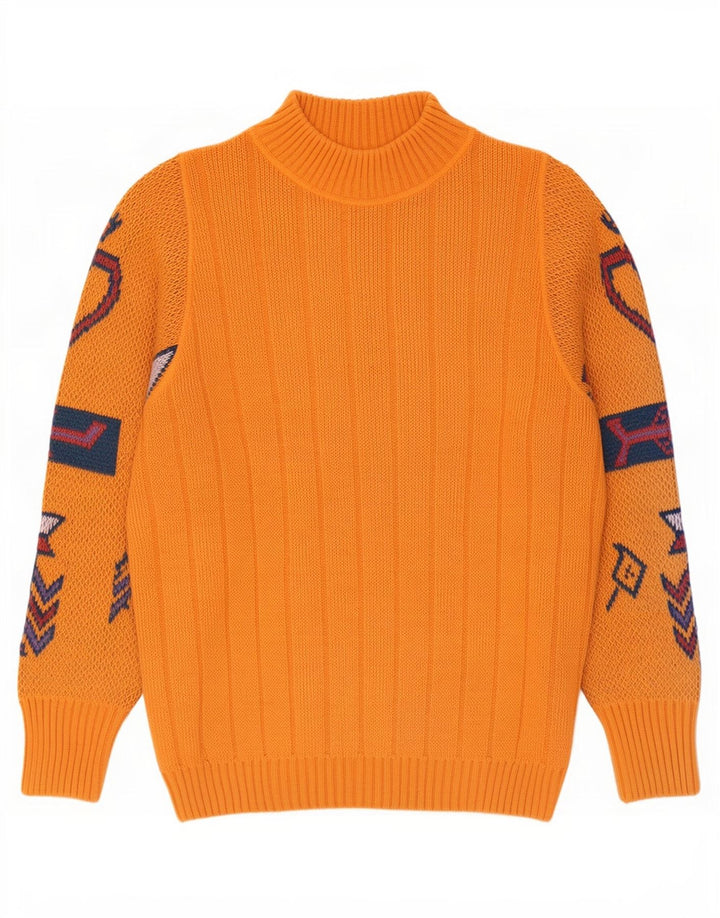 REDS Herren-Pullover mit Rollkragen, mittelorange, geometrische Wolle