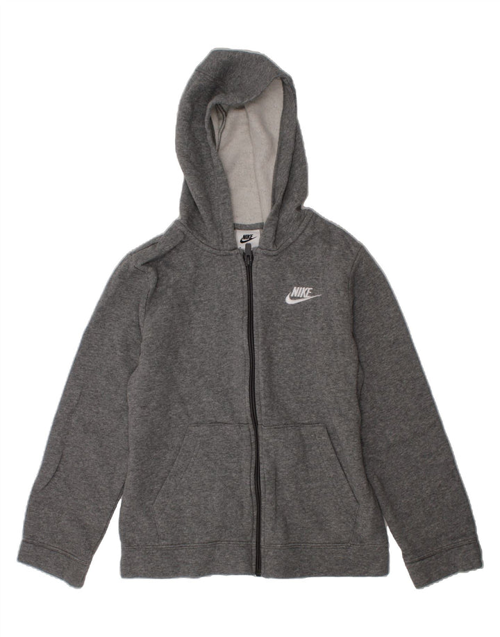 NIKE Boys Zip Hoodie Sweater 10-11 Years Medium Grey Cotton Vintage Nike and Second-Hand Nike from Messina Hembry 