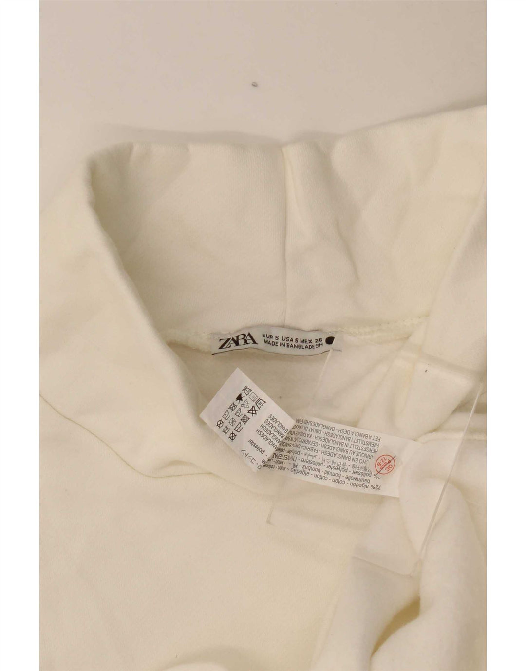 Zara Damen-Oberteil in Übergröße, 3/4-Ärmel, UK 10, Größe S, cremefarbene Baumwolle
