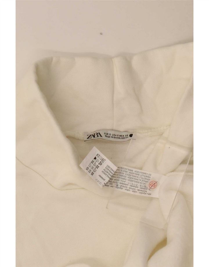 Zara Damen-Oberteil in Übergröße, 3/4-Ärmel, UK 10, Größe S, cremefarbene Baumwolle