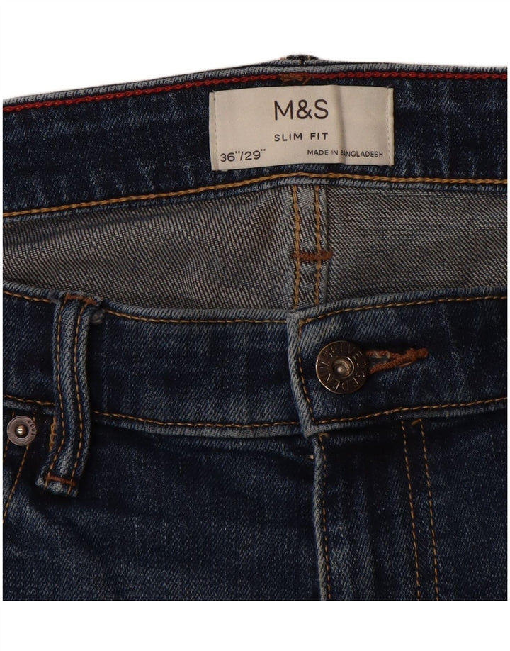 Marks & Spencer Herren Slim Jeans W36 L29 Blaue Baumwolle