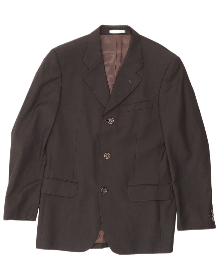 KENZO Herren-Blazerjacke mit 3 Knöpfen, IT 48, mittelmarineblaue Wolle