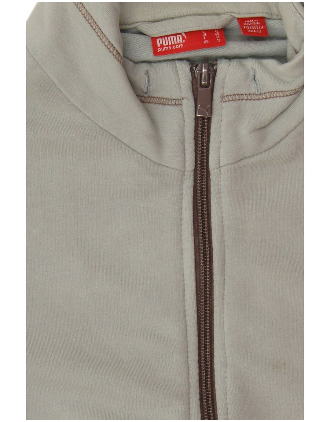 Puma Damen-Trainingsanzug-Top-Jacke, UK 10, kleine graue Baumwolle
