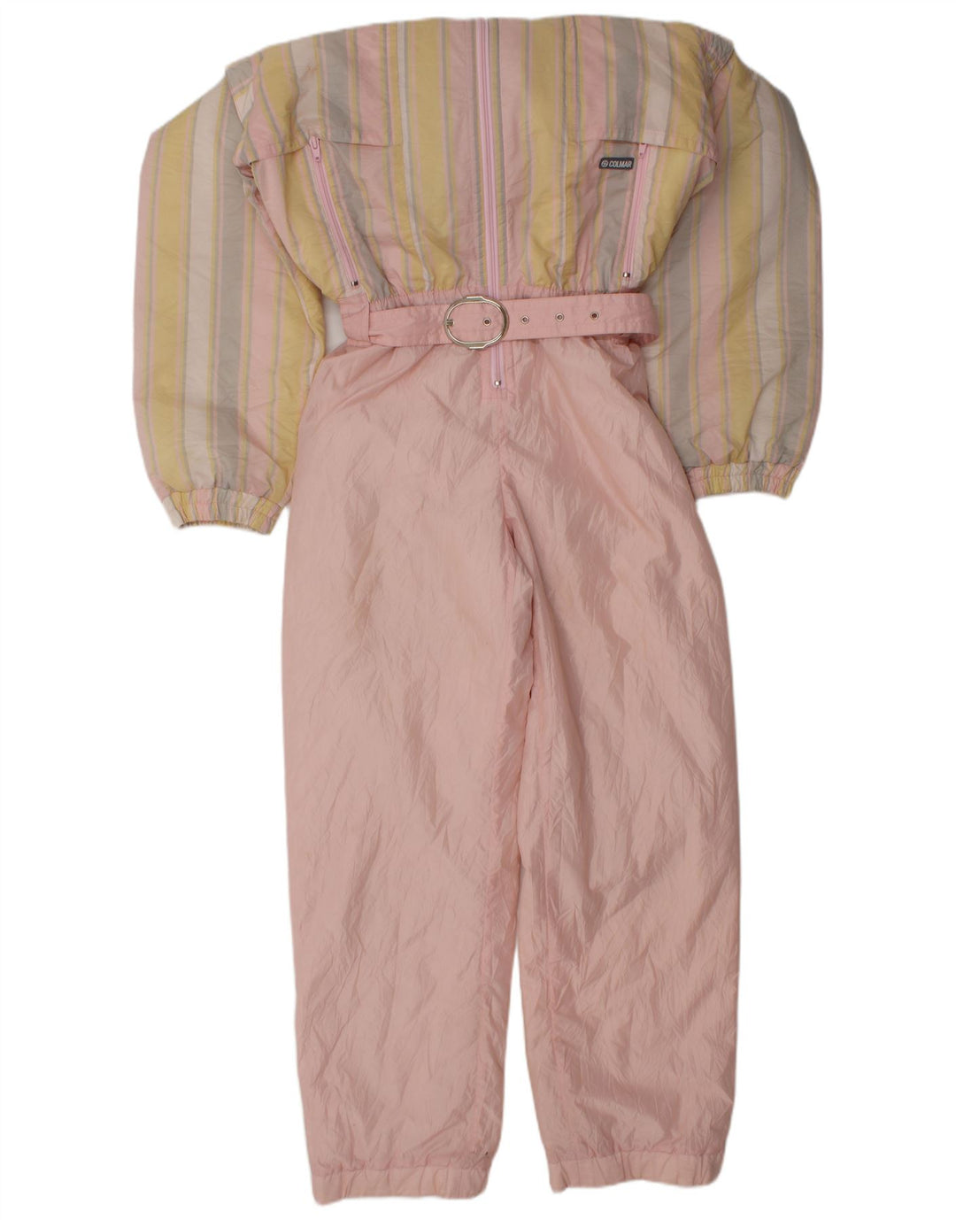 Colmar Damen-Skioverall mit Kapuze, Größe 42, klein, rosa gestreift, Polyamid
