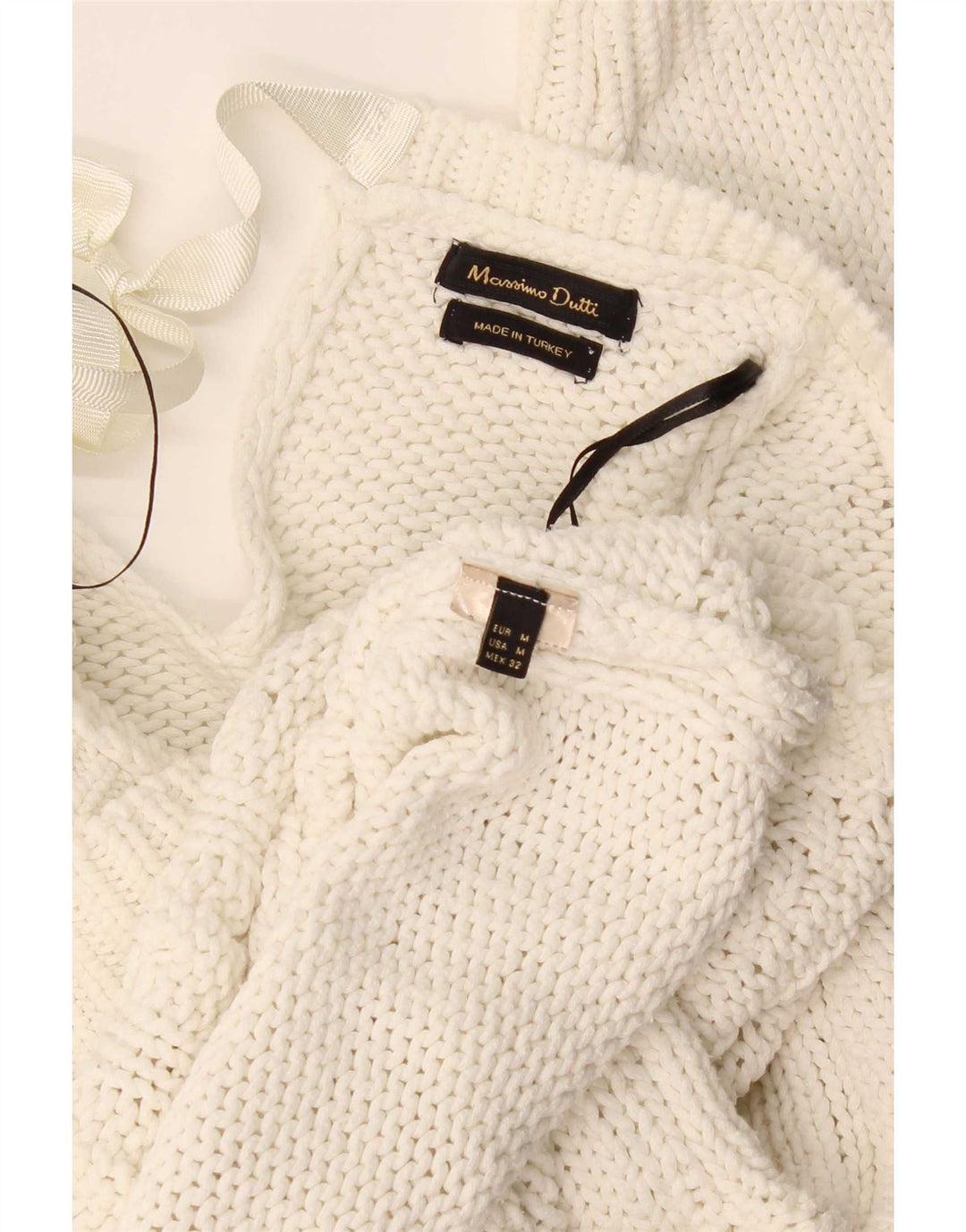 Massimo Dutti Damen-Pullover mit U-Boot-Ausschnitt, UK 14, Mittelweiß