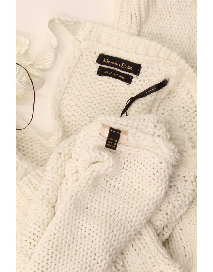 Massimo Dutti Damen-Pullover mit U-Boot-Ausschnitt, UK 14, Mittelweiß