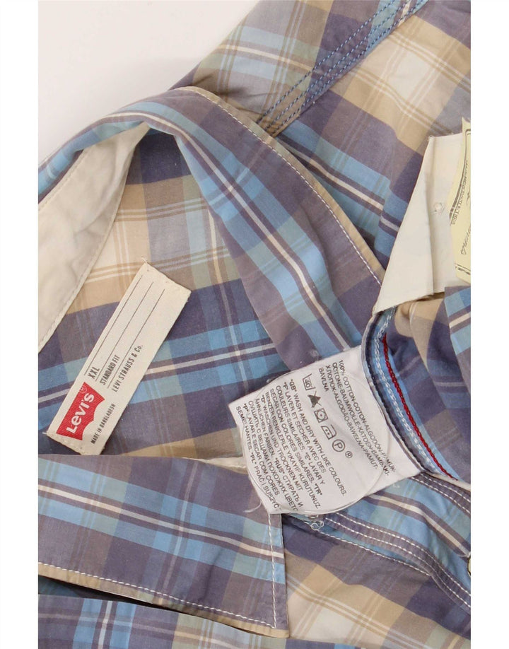 Levi's Herren-Hemd, kurzärmelig, Standard-Passform, 2XL, blau kariert, Baumwolle
