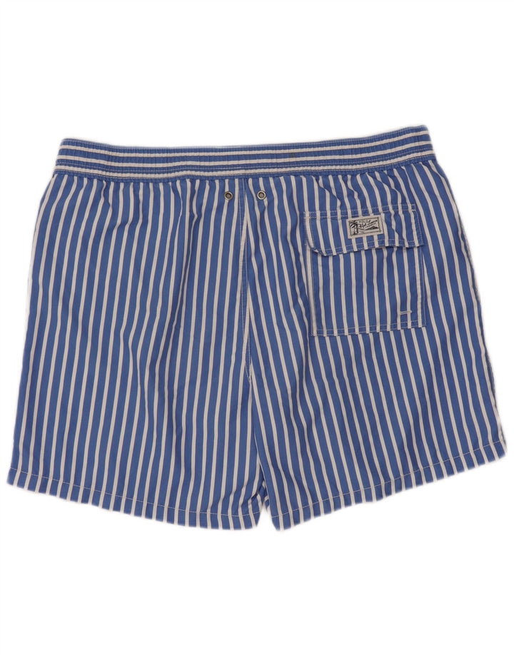 Polo Ralph Lauren Herren-Badeshorts aus mittelblau gestreiftem Polyester
