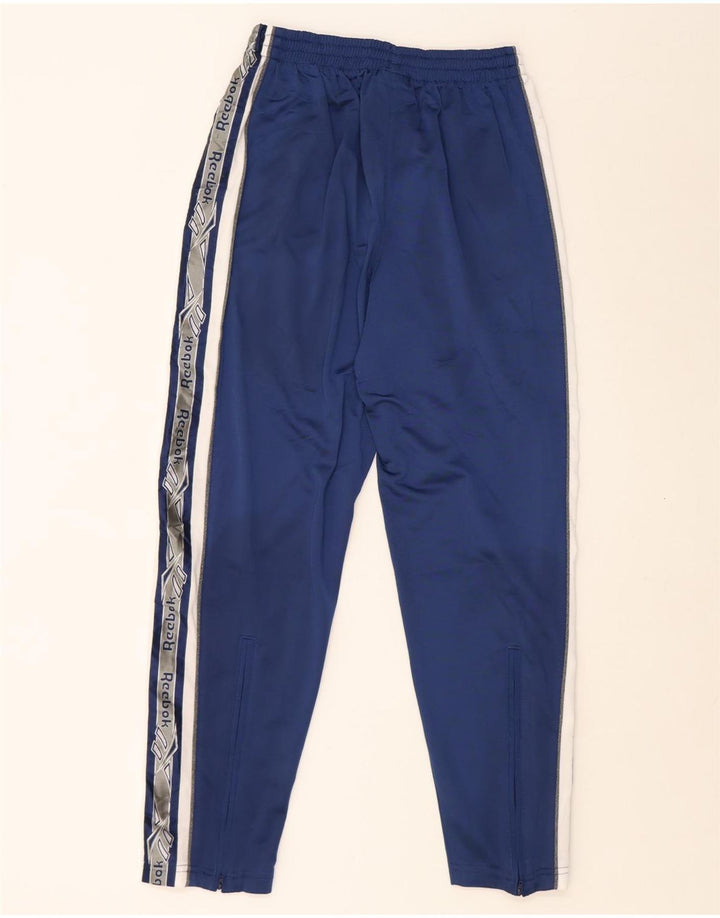 REEBOK Mens Graphic Tracksuit Trousers Small Navy Blue Colourblock