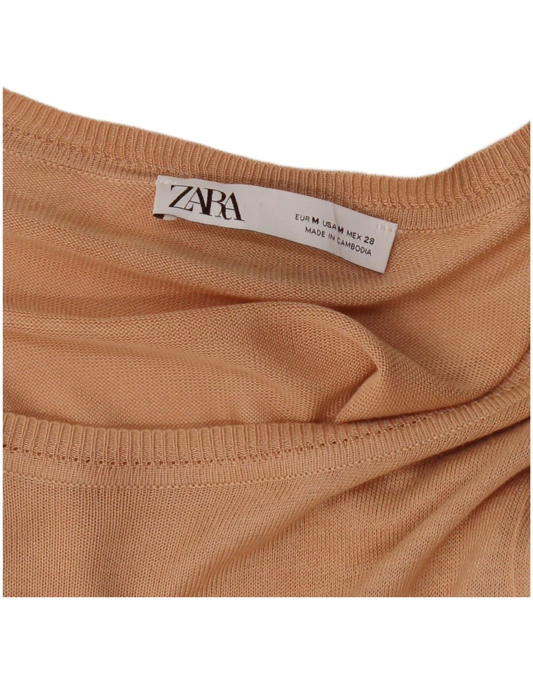 ZARA Damen-Pullover mit U-Boot-Ausschnitt, Gr. 14, Mittelbeige