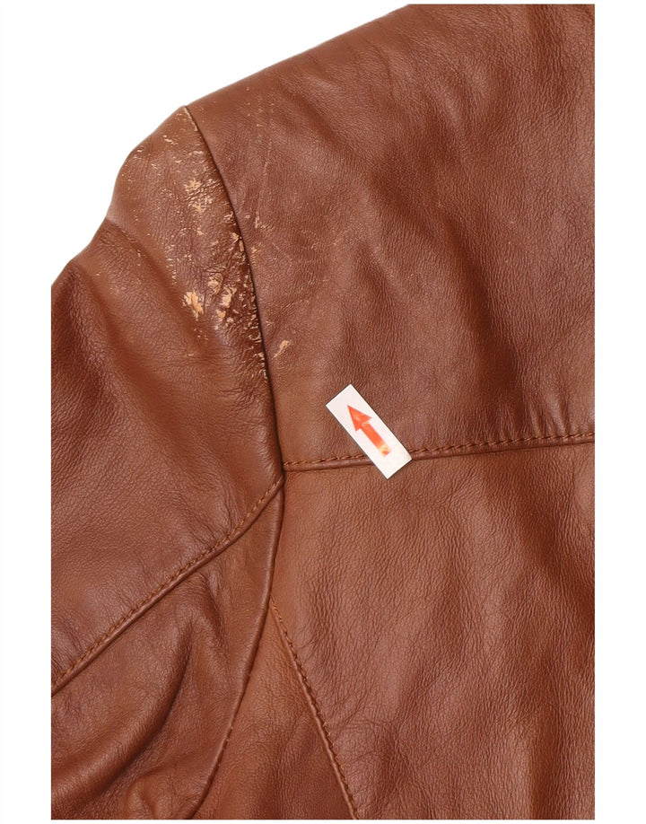 Vintage Herren 3 Knopf Leder Blazer Jacke UK 40 Großes braunes Leder